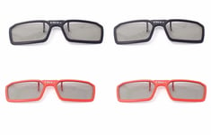 4 Pairs of Clip On 3D Glasses Red Black Polorised For LG Tv Cinema RealD