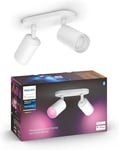 Philips Hue Fugato White and Colour Ambiance Smart Twin Ceiling SpotLight Bar LED [GU10] with Bluetooth, White. Works with Alexa, Google Assistant and Apple HomeKit.