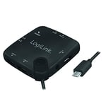 LogiLink UA0345 Hub OTG (on-The-Go) Multifonction (USB Type Micro USB) et Lecteur de Cartes mémoire SD/micro-SD/M2/MS (Duo/Pro), Compatible avec Smartphones et tablettes Android avec OTG