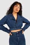 Sandblast Belted Crop Denim Trench Jacket