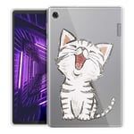 ZhuoFan Case for Lenovo Tab M10 HD (TB-X605F/X505F) - 10.1", Soft Shell Case Clear Silicone Transparent TPU Back Cover with Cute Pattern Design for Lenovo Tab M10 HD, Kitten