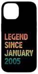 Coque pour iPhone 14 20e anniversaire garçons filles légende depuis janvier 2005