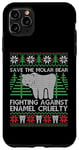 Coque pour iPhone 11 Pro Max Pull de Noël moche avec ours en molaire « Save The Molar Bear »