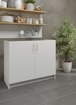 Kitchen Base Sink Unit 1000mm Storage Cabinet With Doors 100cm - White Matt