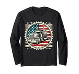 Semi-Trailer Trucker Big Rig American Flag Truck Driver Long Sleeve T-Shirt