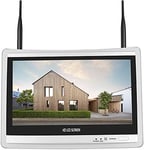 8Ch 12 Pouces Lcd Wifi Nvr Moniteur,Support Résolution 1080P/3Mp, Haut-Parleur Intégré,Enregistrement 24H/ 7J, Fonctionne Pour Kit Caméra De Surveillance,Câble D'Alimentation Et Hdd Non Inclus