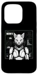 Coque pour iPhone 15 Pro Robot chat Android Cyborg Futuriste Chaton félin