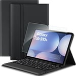 Étui De Clavier Lumineux Sans Fil Avec Étui Pour Samsung Galaxy Tab S9+ Plus 2023 12,4"", Clavier Bluetooth Qwertz, Noir