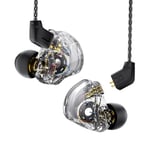 Yinyoo CCZ Melody in-Ear-Monitors Hybrid 1BA 1DD Écouteurs HiFi, Écouteurs Intra-Auriculaires Filaire IEM avec câble 4N OFC pour Téléphone/Ordinateur/MP3(Noir Clair, sans Micro)