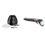 Tefal Ingenio Batterie de cuisine 11 p, Casseroles, Poêles, Wok, Poignée amovible, Induction & Ingenio Poignée amovible Premium noire, Empilable, Verrouillage sécurité 3 points