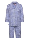 Lauren Ralph Lauren Homewear Lrl Heritage 3/4 Sl Classic Notch Pj Set Blå