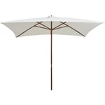 Parasol avec poteau - Parasol de Jardin Parasol droit en bois 200 x 300 cm Blanc crème BV448719