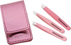 Tweezerman 3pce Pink Micro Mini Tweezers Set - Includes Slant, Point &... 