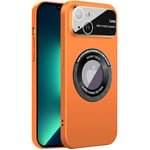 Dqtaoly Coque PC Dur pour iPhone 13 Case,Etui avec Magnétique, Verre Trempé Caméra Arrière Protecteur pour iPhone 13(Orangé)