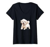 Womens Cute Maltipoo Dog V-Neck T-Shirt