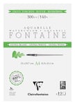 Clairefontaine 976087C Bloc Encollé 2 Côtés Fontaine Extra Blanc Grain Torchon A4 21x29,7 cm 300g - 12 Feuilles Papier Aquarelle Extra Blanc 100% Coton - Qualité Professionnelle