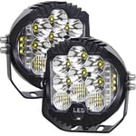 AUXTINGS 2 pièces 5 pouces 50w blanche Barre de lumière du tireur latéral LED route de la route Faisceau d'inondation spot Lampe de conduite Feux de brouillard Pour JP Camion ATV SUV Bateau,10-30V