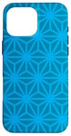 Coque pour iPhone 16 Pro Max Teal Blue Cubes Hexagons Triangles Box Mesh Pattern