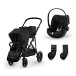 cybex GOLD Black Black i-Size Black Gazelle S barnvagn Moon inklusive Cloud G bilbarnstol Moon och adapter