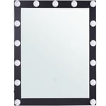 Beliani - Miroir Mural Rectangulaire avec Éclairage led En Verre et en Acier Noir 50 x 60 cm pour Coiffeuse ou Salle de Bain