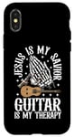 Coque pour iPhone X/XS Jesus Is My Savior Guitar Is My Therapy Foi Musique Amour