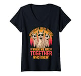 Womens apparently we are trouble when we are together llama funny V-Neck T-Shirt