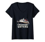 Womens Cruising Sisters Cruiseship Holiday V-Neck T-Shirt