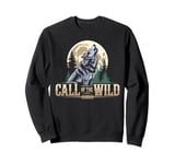 Call of the Wild Howling Wolf Under Full Moon Sweatshirt