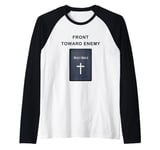 Front Toward Enemy – Christian Faith Military Cross & Bible Raglan Baseball Tee