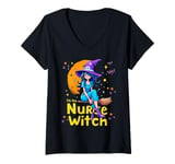 Womens The Nurse Witch Halloween Nurse Group Matching Costume Lover V-Neck T-Shirt