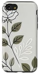 Coque pour iPhone SE (2020) / 7 / 8 Rose florale botanique, style minimaliste, roses d'amour