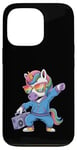 Coque pour iPhone 13 Pro Licorne dans les années 80 avec enregistreur cassette