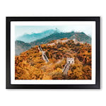 The Great Wall Of China Modern Art Framed Wall Art Print, Ready to Hang Picture for Living Room Bedroom Home Office Décor, Black A3 (46 x 34 cm)