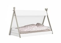 Demeyere Totem Lit Enfant avec sommier Contemporain Laque Blanc Perle et Gris - l 90 x L 200 cm