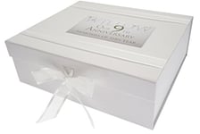 WHITE COTTON CARDS 9th Willow Anniversary Memories of This Year, Large Keepsake Box, Glitter & Words, Wood, 27.2x32x11 cm
