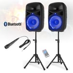 Bluetooth Karaoke Speaker Set with Vocal PA Microphone 10" Star LED Disco Lights
