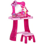 AIYAPLAY Coiffeuse Enfant 15 PCS, Table de Maquillage avec Tabouret et Miroir, lumière, Musique, Microphone, sèche-Cheveux, Espace de Rangement, pour Filles de 3 à 6 Ans, Rose