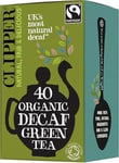 Clipper Organic Decaf Green Tea Bags | Box of 40 Decaffeinated Green Tea Bags | for Home & Office | Pure, Eco-Conscious, Fair Trade Tea | Natural, Unbleached, Plant-Based & Biodegradable