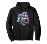 Wolf Splash Art Animal Wolf Riding Train Funny Men Women Pullover Hoodie