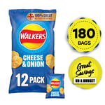 Walkers Crisps Cheese Onion Multipack Sharing Snacks 180 Bags x 25g