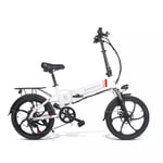 SAMEBIKE 20LVXD30 20" Hopfällbar MINI ELCYKEL Vit