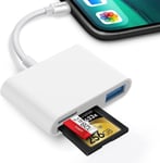 SD Card Reader for iPhone iPad, 3 in 1 Memory Adapter with 3 1 