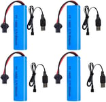 Batterie 14500 Rechargeables, 4 Pièces 3.7V 800Mah Rechargeable Avec 4 Chargeurs Usb Sm-2P Plug, Pile 3.7V Rechargeable Für Rc Fahrzeuge, Boote, Panzer, Autos, Schiffe,Roboter