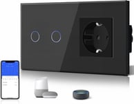 Prise Schuko Normal Avec Interrupteur Mural Smart Alexa En Verre 16 A Avec Capteur Tactile - Compatible Avec Alexa - 2