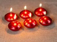 Floating Red Tealight Candles 6pc Set Unscented Valentines Christmas 5 Hour Burn