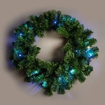 55cm Pre-Lit Green Christmas Wreath Alaskan Pine for Fireplaces Home Wall Door Stair Artificial Xmas Tree Garden Yard Decorations with 30 White LEDs