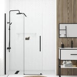 Aurlane - Porte de Douche Coulissante 120x195cm Verre Trempé Transparent 6mm - Finition Noire Mate - slide-in