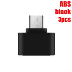 1/2/3pcs Otg Adapter Micro Usb To 2.0 Male Female Black Abs 3pcs
