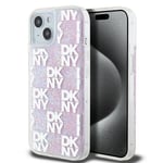 Genuine DKNY Pink Liquid Glitter Checkered Pattern Logo Case Cover for iPhone 15