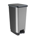 Sundis Cover Bin, poubelle à pédale 40 L, rectangulaire, en plastique recyclé, aspect carbone, avec anses pour accrocher et cacher le sac, pour cuisine, bureau, buanderie, atelier, garage